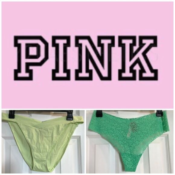 PINK Victoria’s Secret - NWT - L Sz XL 2-Pack Panties-Lace Thong & String Bikini - Picture 1 of 15